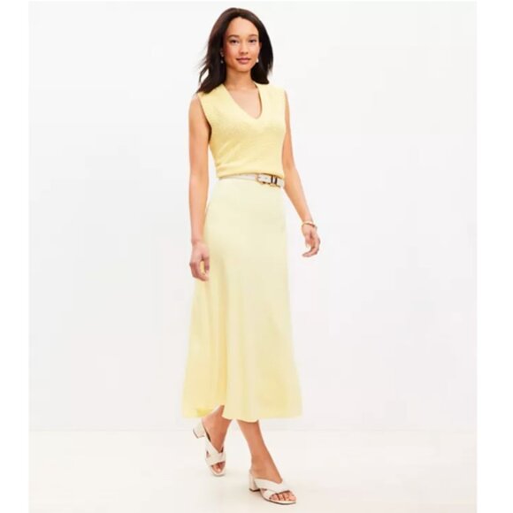 Butter Yellow Satin Bias Midi Skirt XXLP - New without tags - Picture 3 of 7